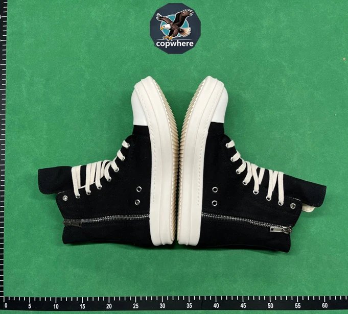 Rick Owens Ramones High Top Canvas Sneakers Black and White