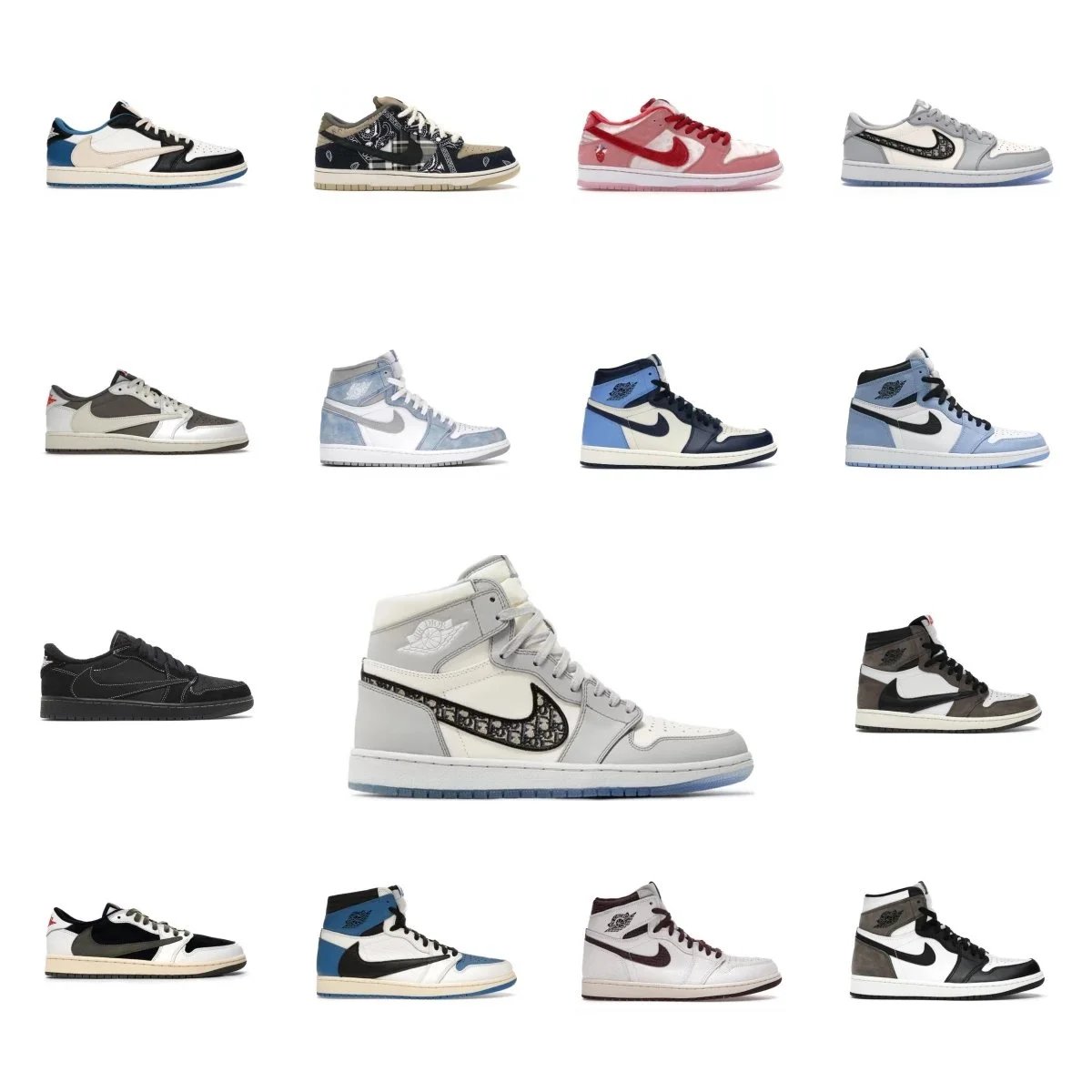 Dior Air Jordan 1 High OG Luxury Sneakers White and Gray
