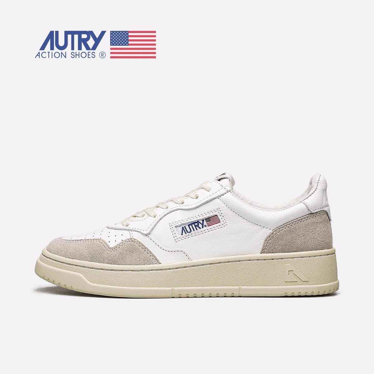 Autry Medalist Low Vintage Leather Sneakers White and Beige