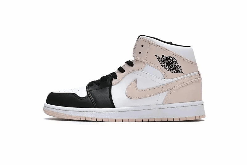 Jordan Air Jordan 1 Mid Barely Rose High Top Sneakers Black White and Pink