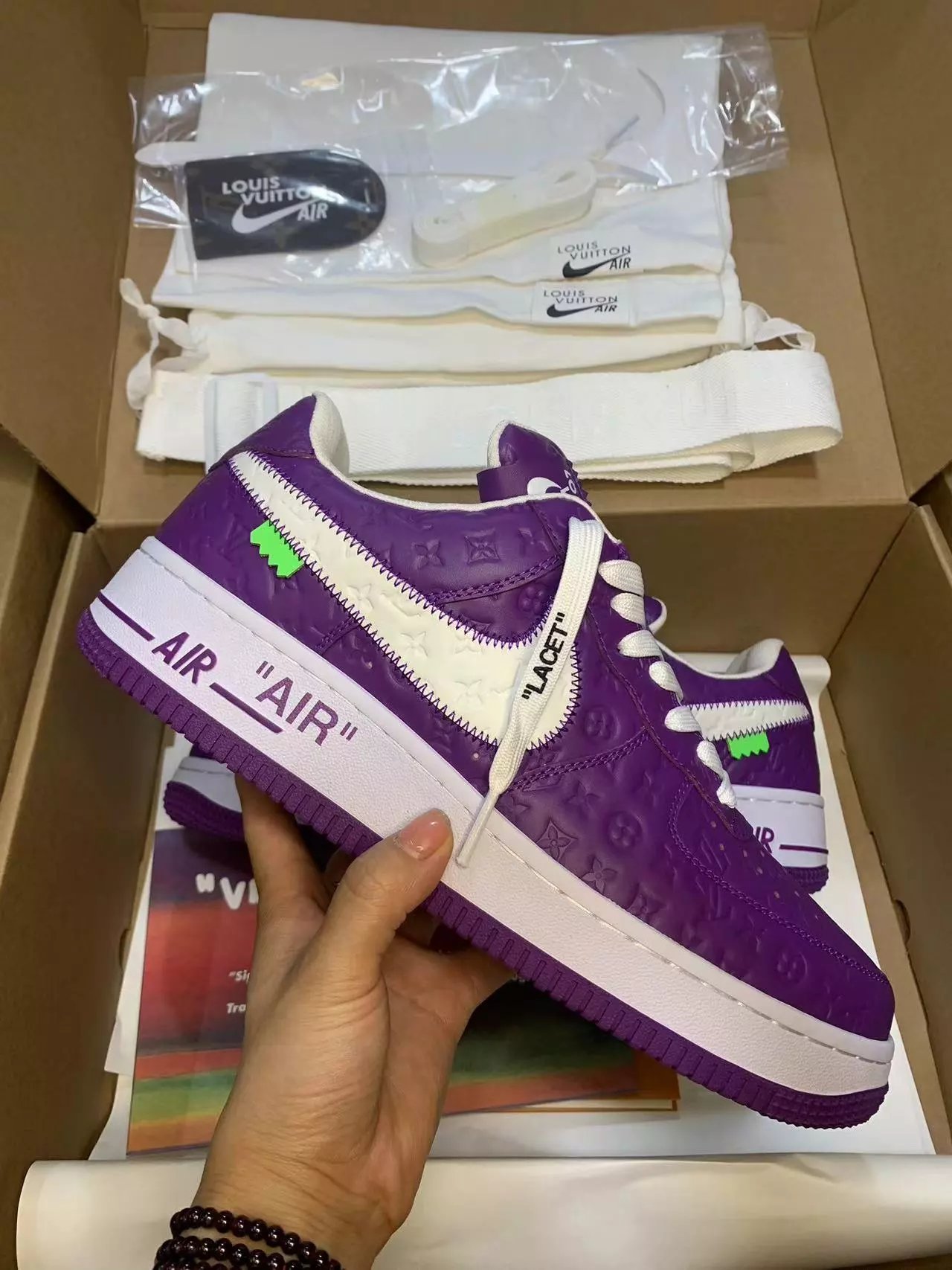 Louis Vuitton LV Air Force 1 Low Top Sneakers Purple and White