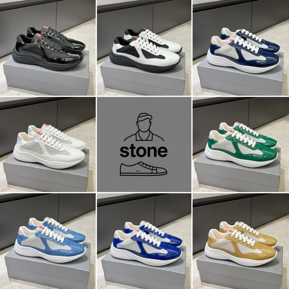 Prada Patent Leather and Mesh Chunky Sneakers Multicolor