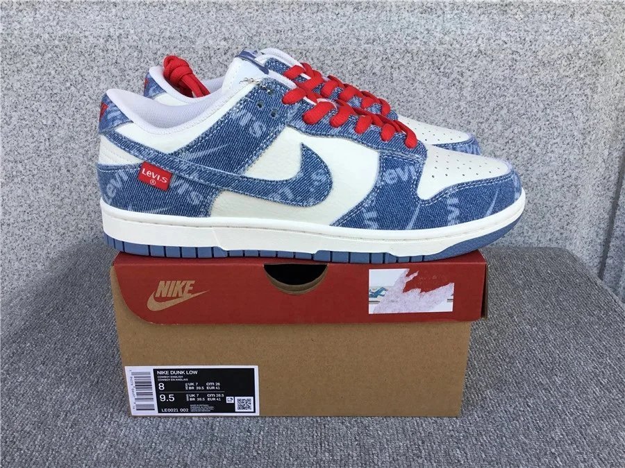 Nike Dunk Low Levi's Denim Sneakers Blue and White